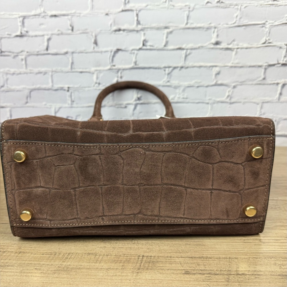 NWT Coach Maggie Small Tote Gold hardware/Maple Crocodile-embossed suede CCC71 - Picture 6 of 16